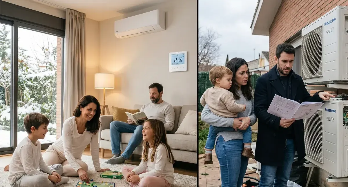 Propietarios satisfechos compartiendo su opinión sobre la aerotermia instalada en su hogar